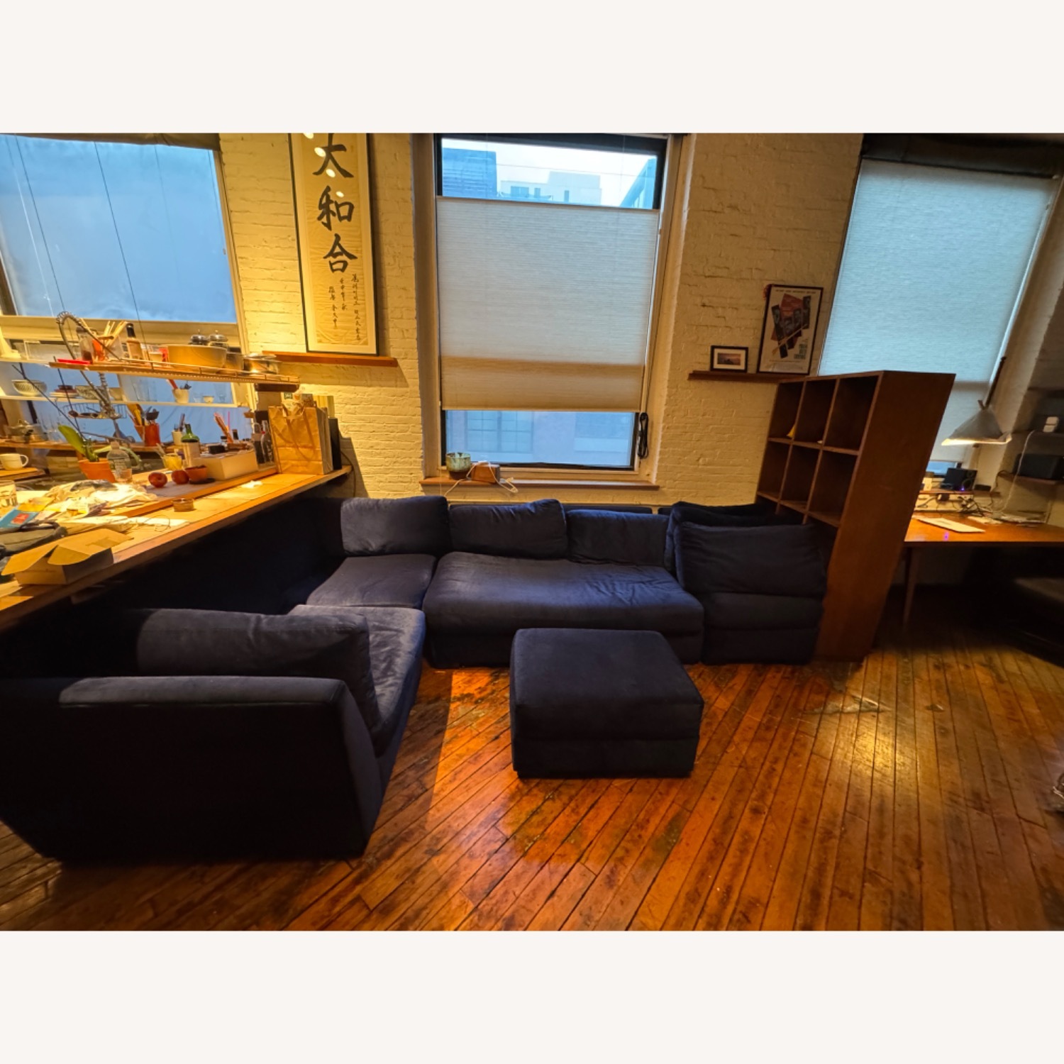 Restoration Hardware Blue Velvet Sectional - image-2