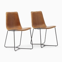 West Elm Slope Leather Dining Chairs