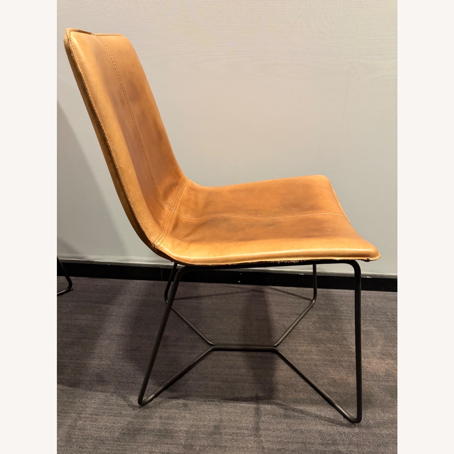West Elm Slope Leather Dining Chairs - image-3