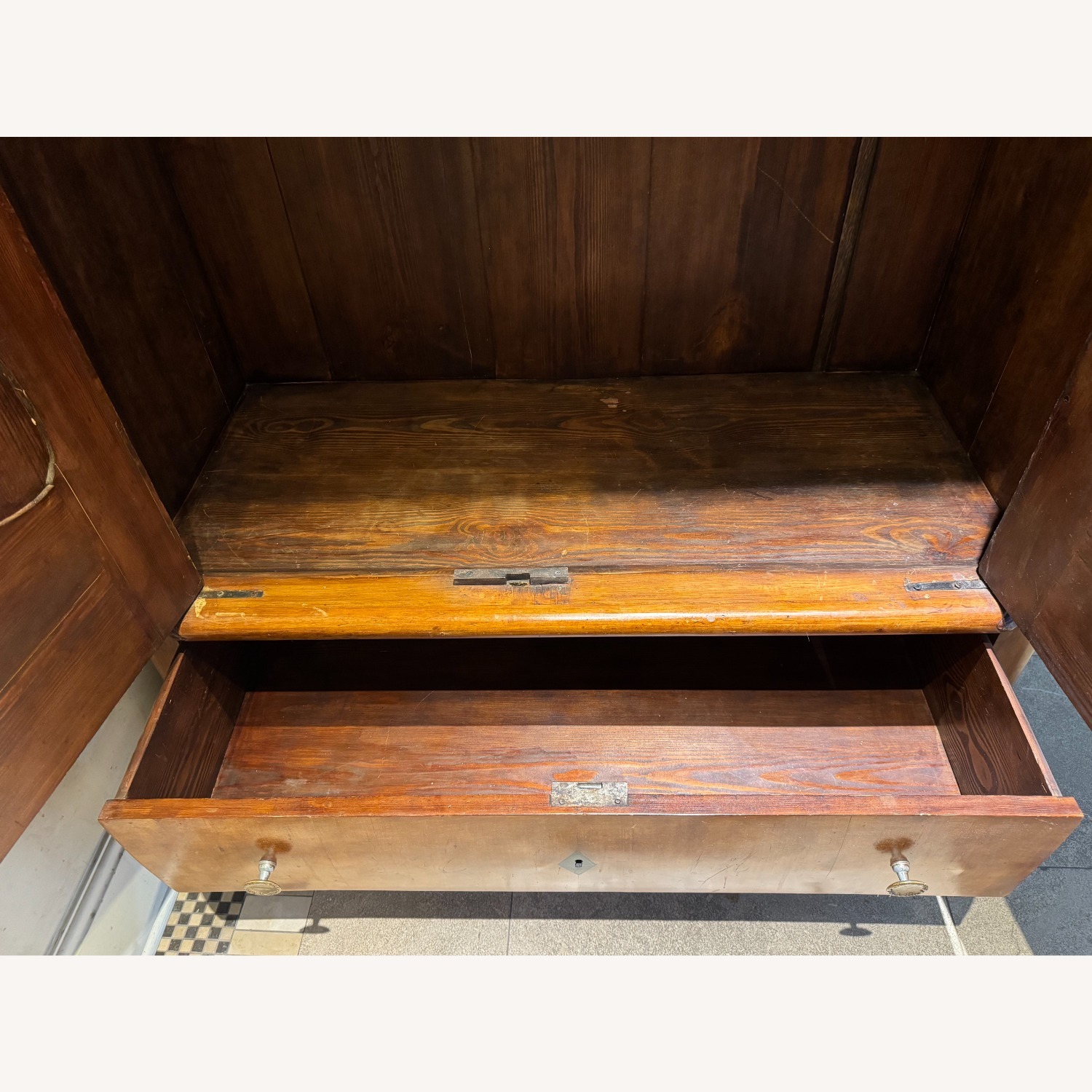 Biedermeier Brown Wood Armoire - image-2