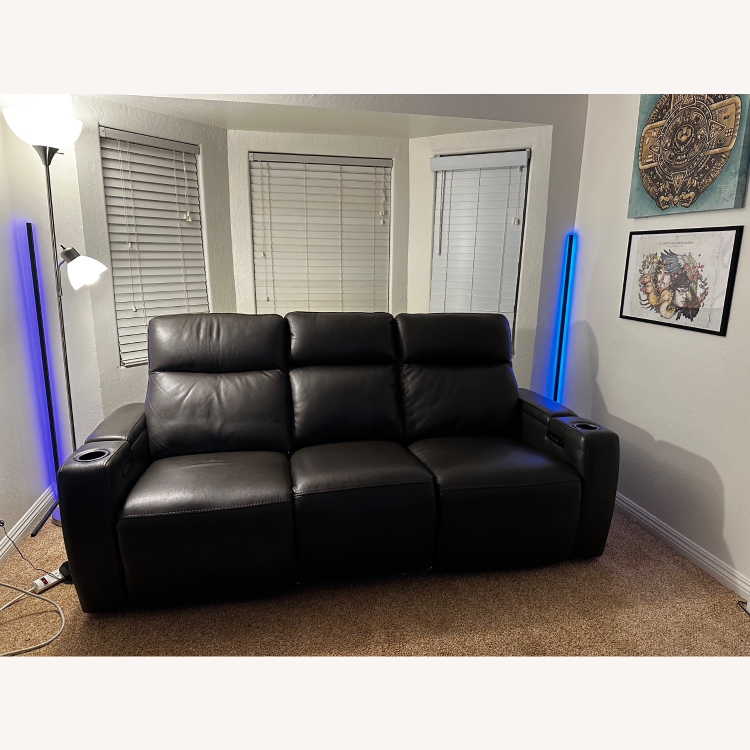 84" Zero Gravity Leather Sofa with Power Headrests - image-9