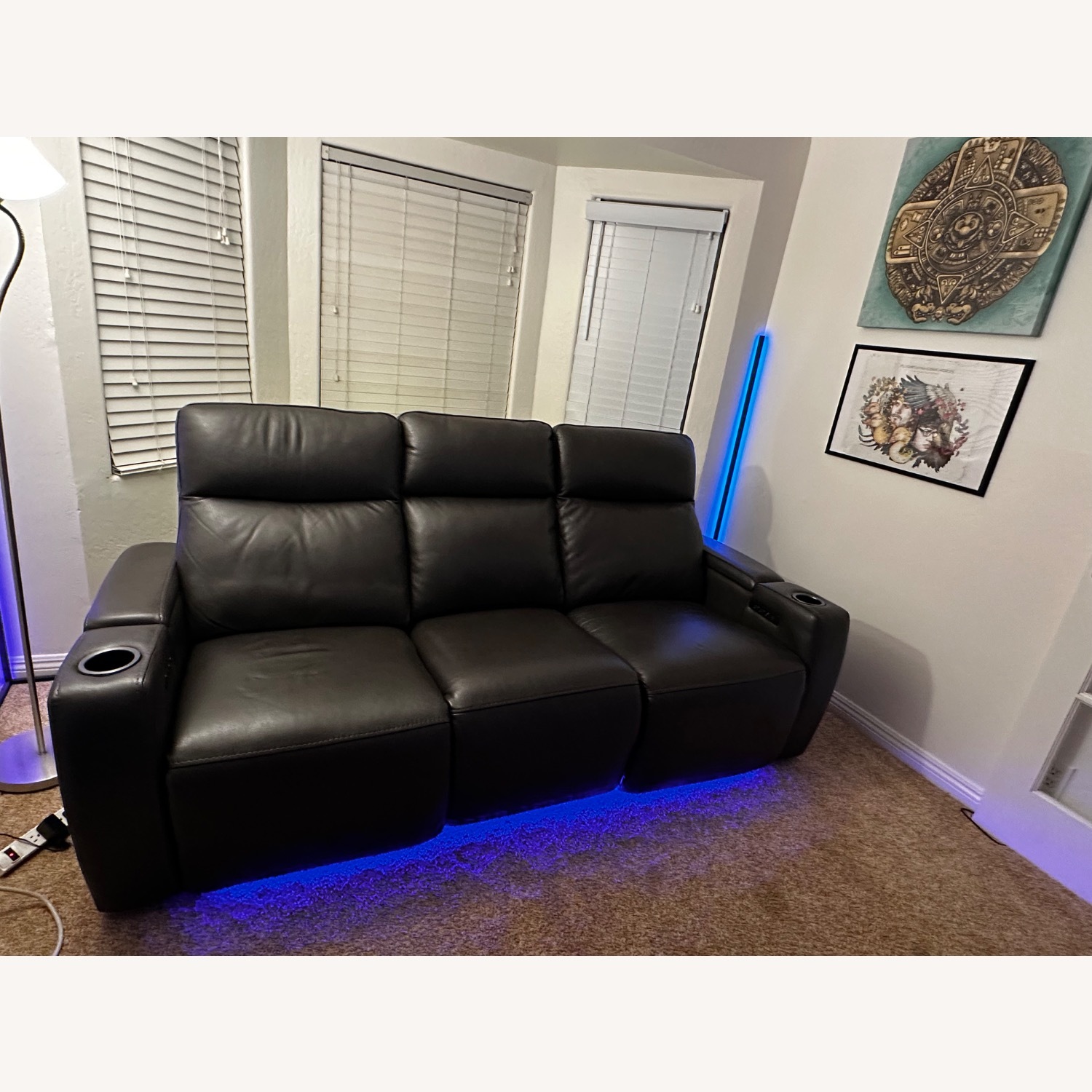 84" Zero Gravity Leather Sofa with Power Headrests - image-11