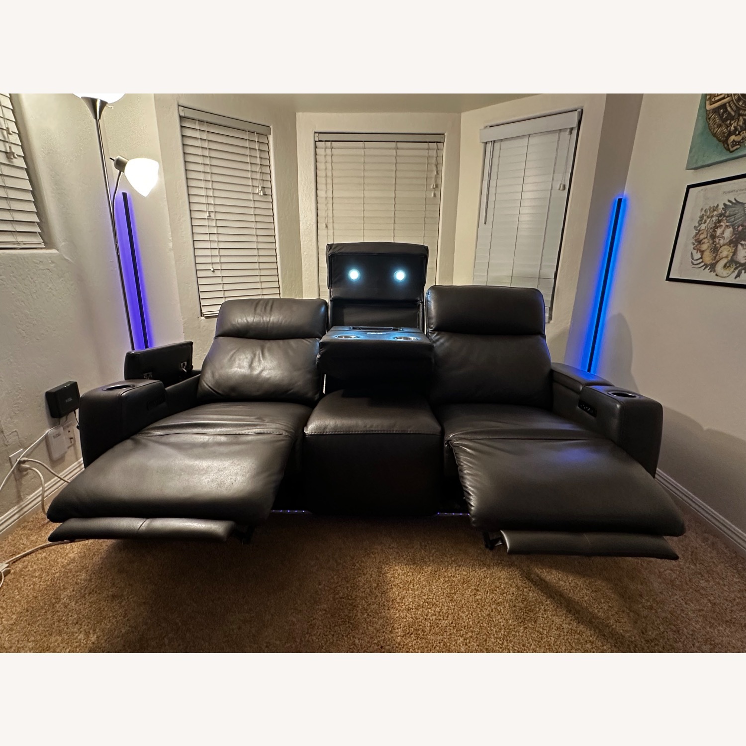 84" Zero Gravity Leather Sofa with Power Headrests - image-2