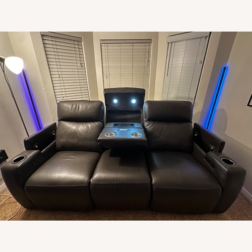Used 84" Zero Gravity Leather Sofa with Power Headrests for sale on AptDeco