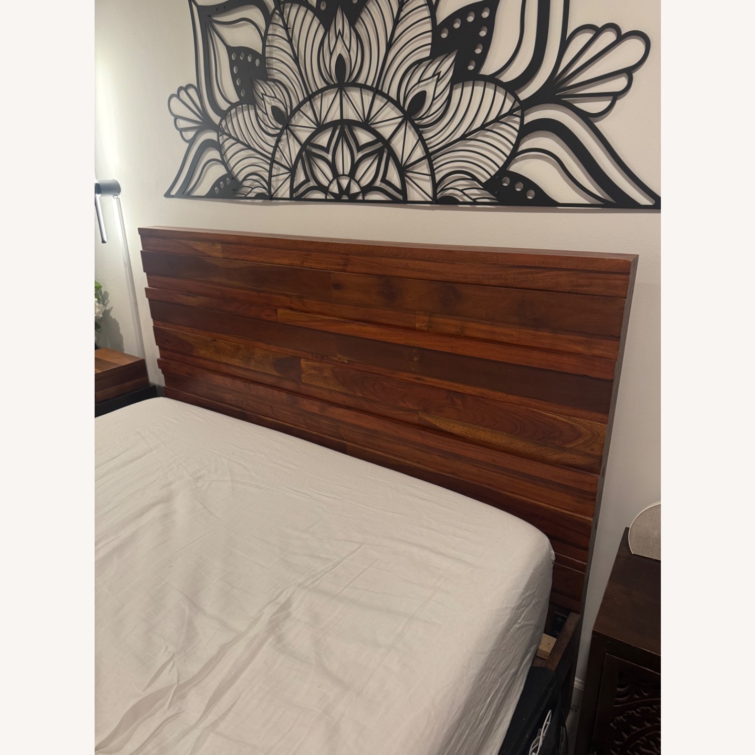 West Elm Stria Dark Brown Wood Queen Bed - image-2