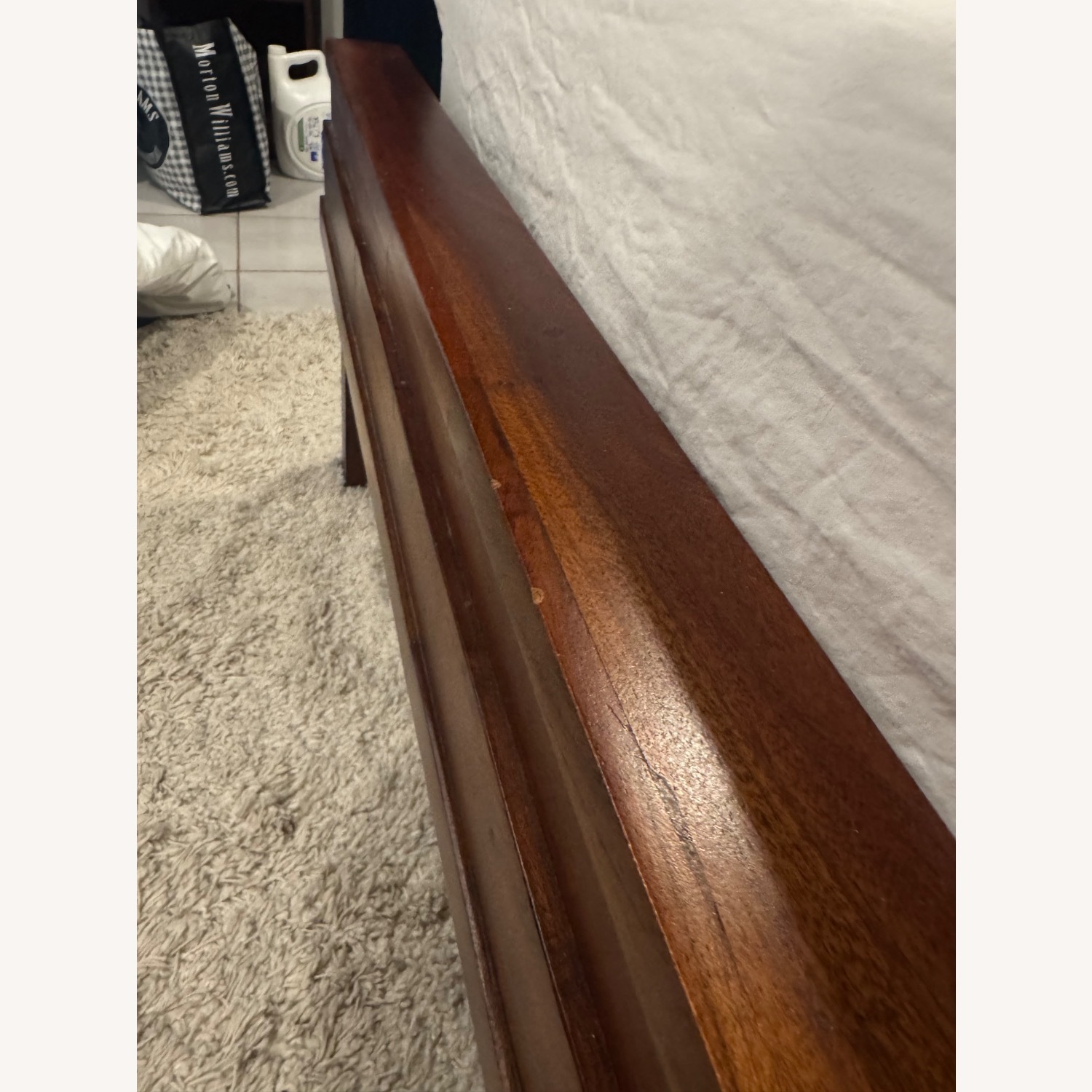 West Elm Stria Dark Brown Wood Queen Bed - image-5