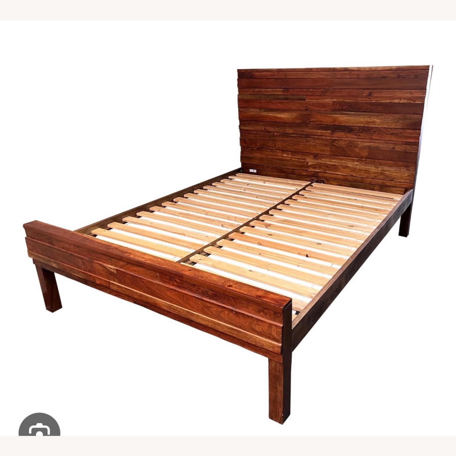 West Elm Stria Dark Brown Wood Queen Bed - image-8