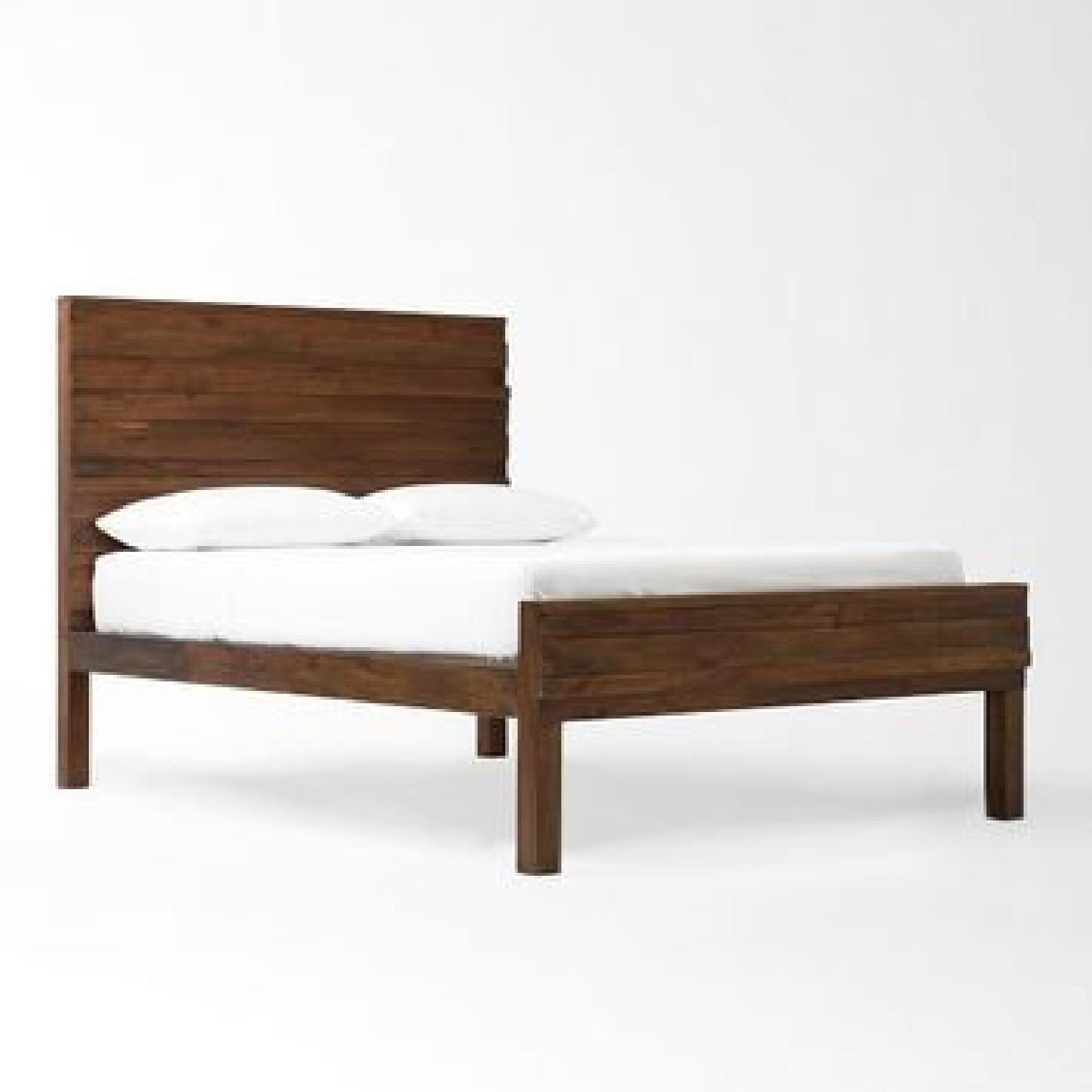 West Elm Stria Dark Brown Wood Queen Bed - image-10