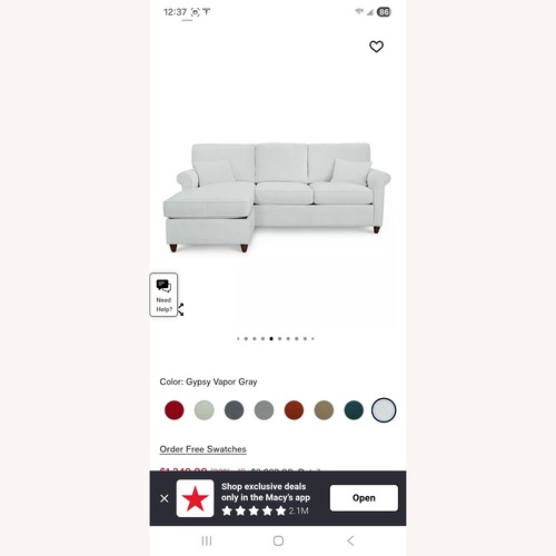 Used Macy's Lydia Blue Fabric 2 Seater Sofa for sale on AptDeco