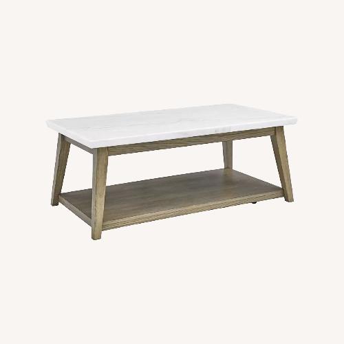 Used Macy's Mabell Dark Brown Wood Coffee Table for sale on AptDeco