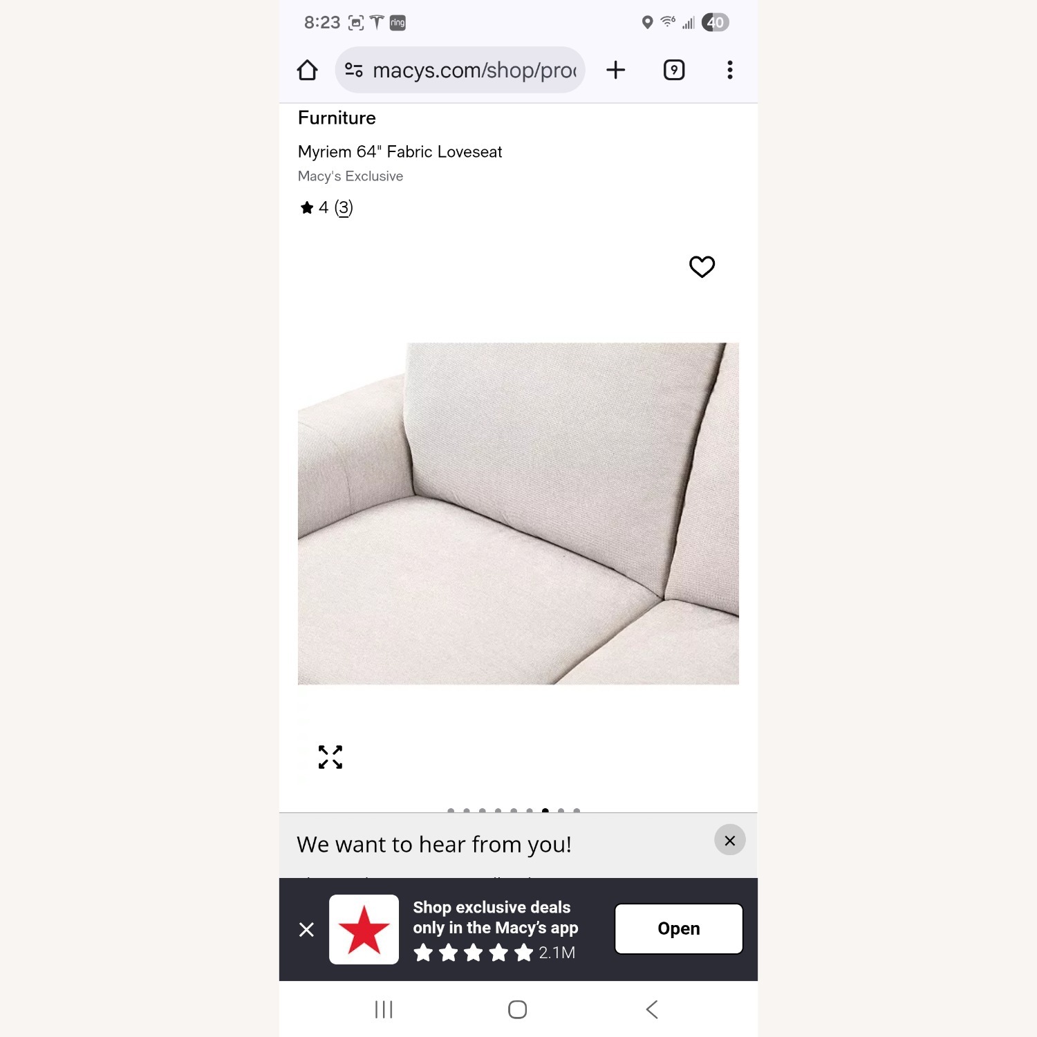 Macy's Natural Loveseat - image-4