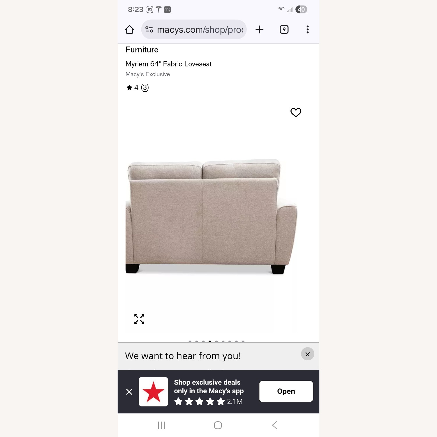 Macy's Natural Loveseat - image-9