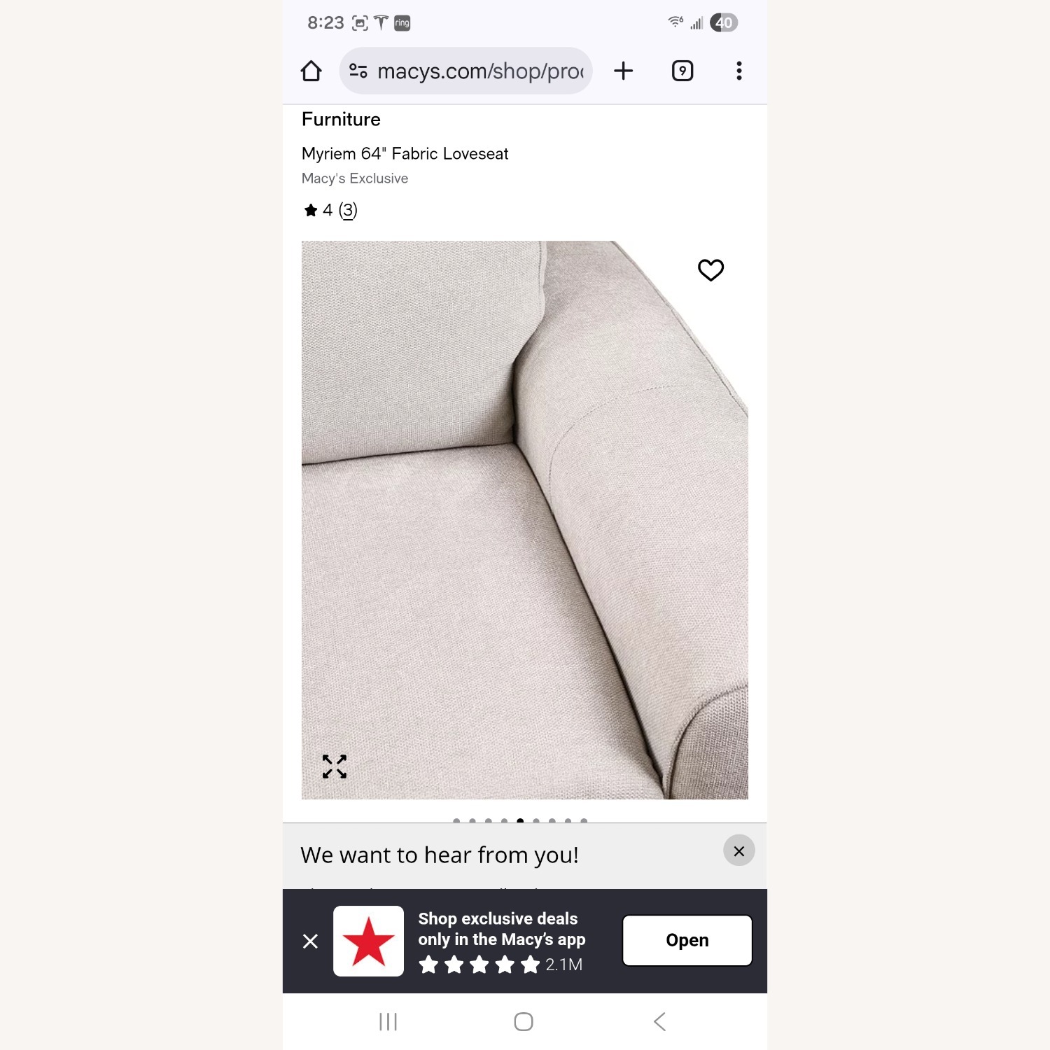 Macy's Natural Loveseat - image-6