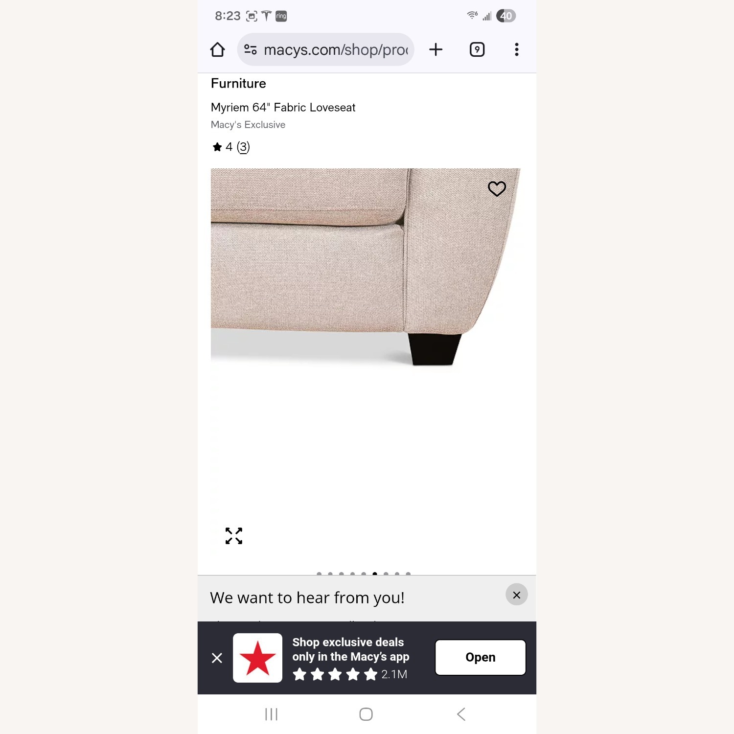 Macy's Natural Loveseat - image-5