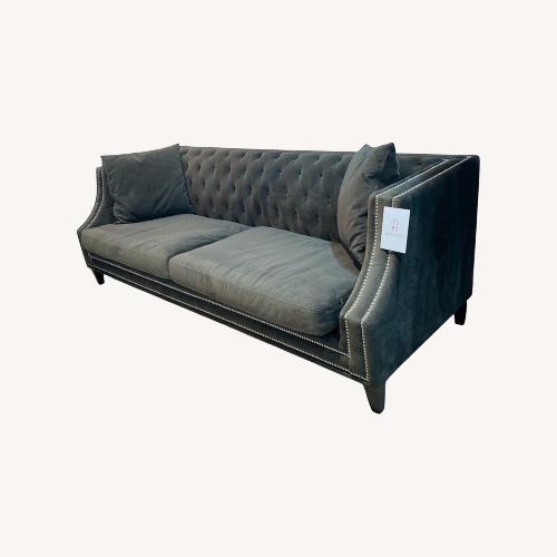 Used Z Gallerie Velvet Nailhead Trim Sofa Dark Gray for sale on AptDeco