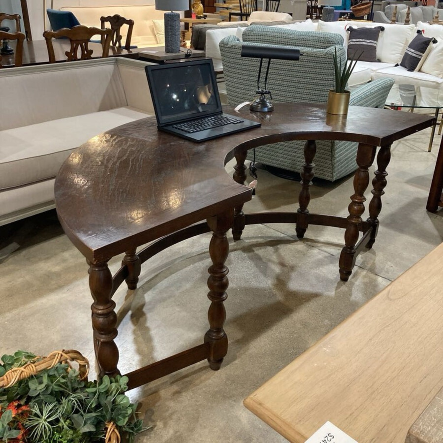 Jacobean Twist Leg Demilune Desk - image-1