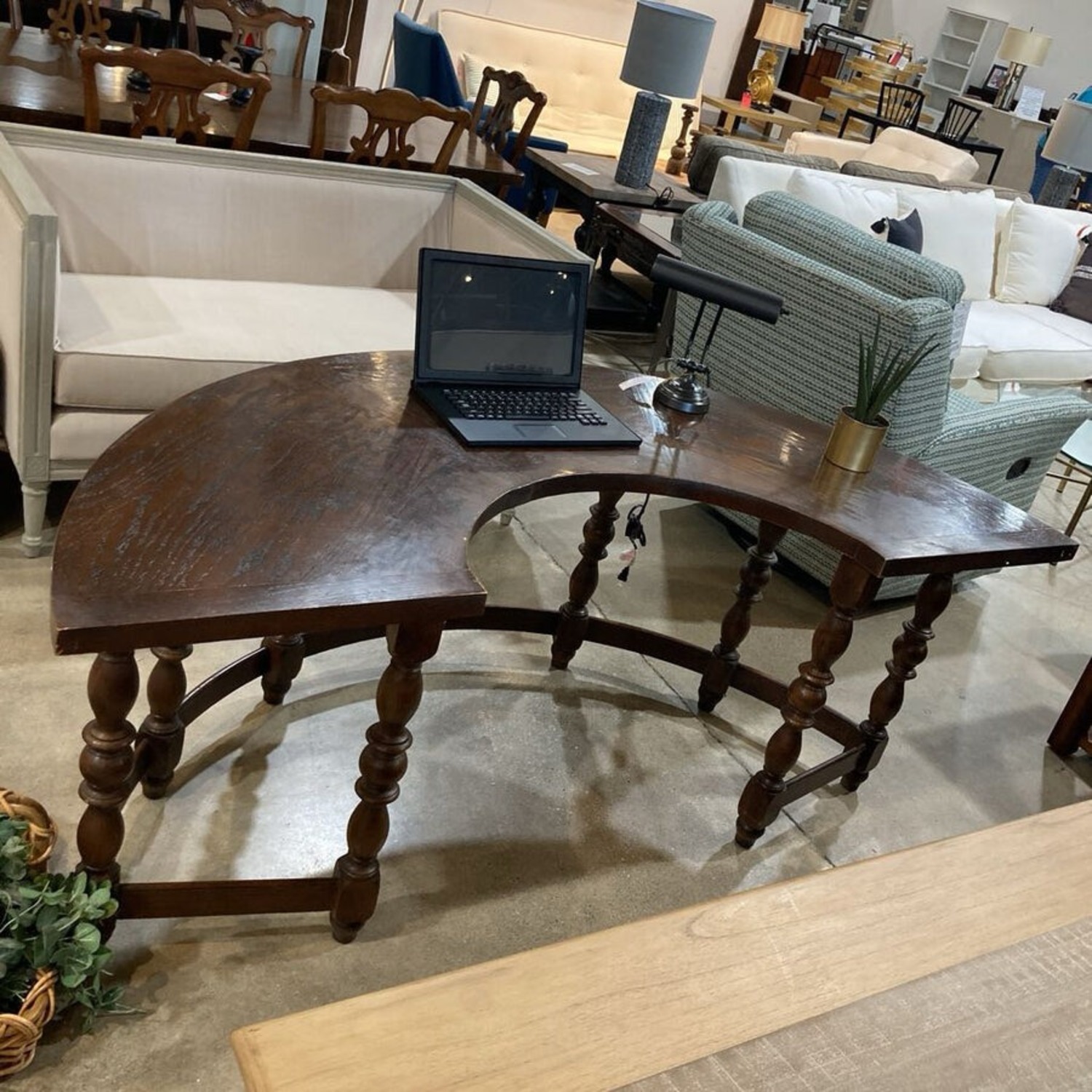 Jacobean Twist Leg Demilune Desk - image-2