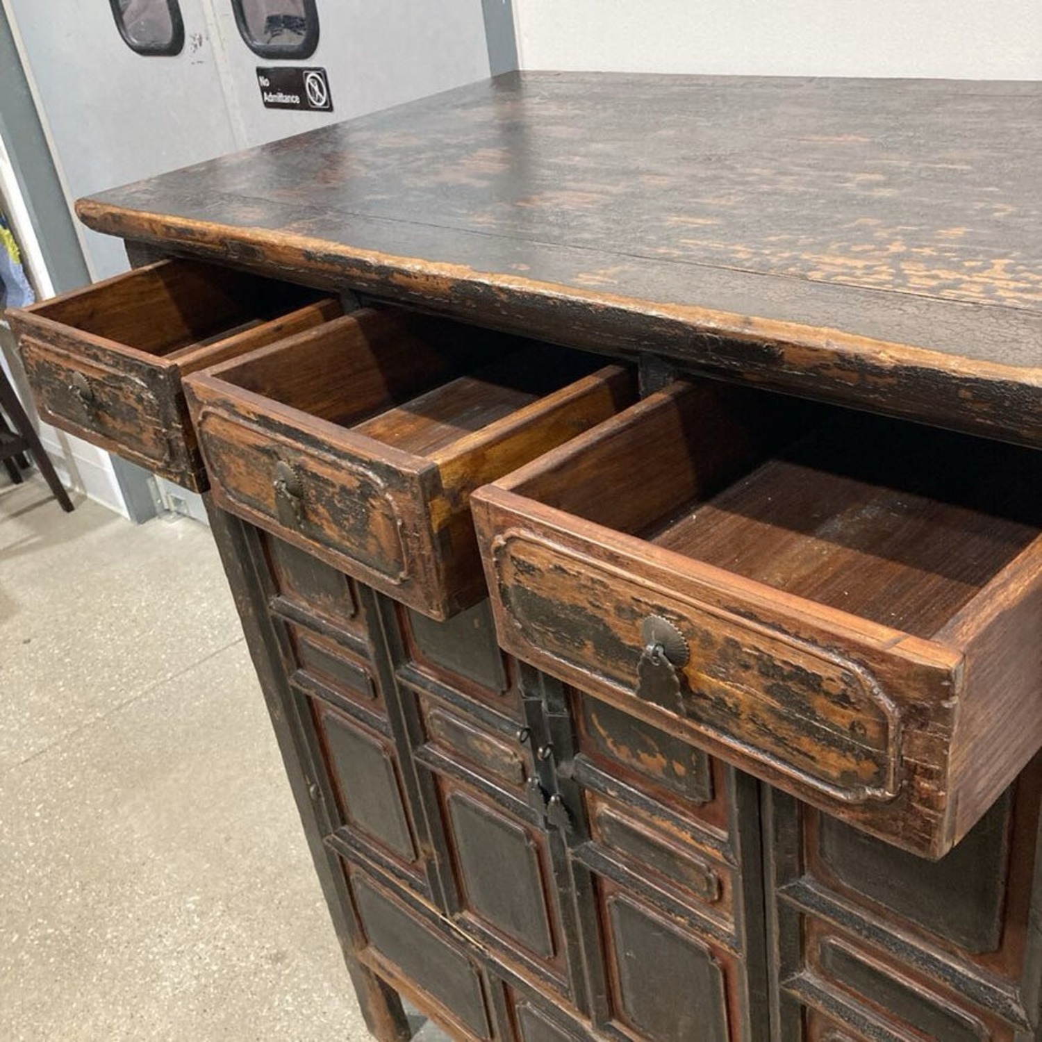 Antique Brown Lacquered Chinese 3-Drawer - image-4