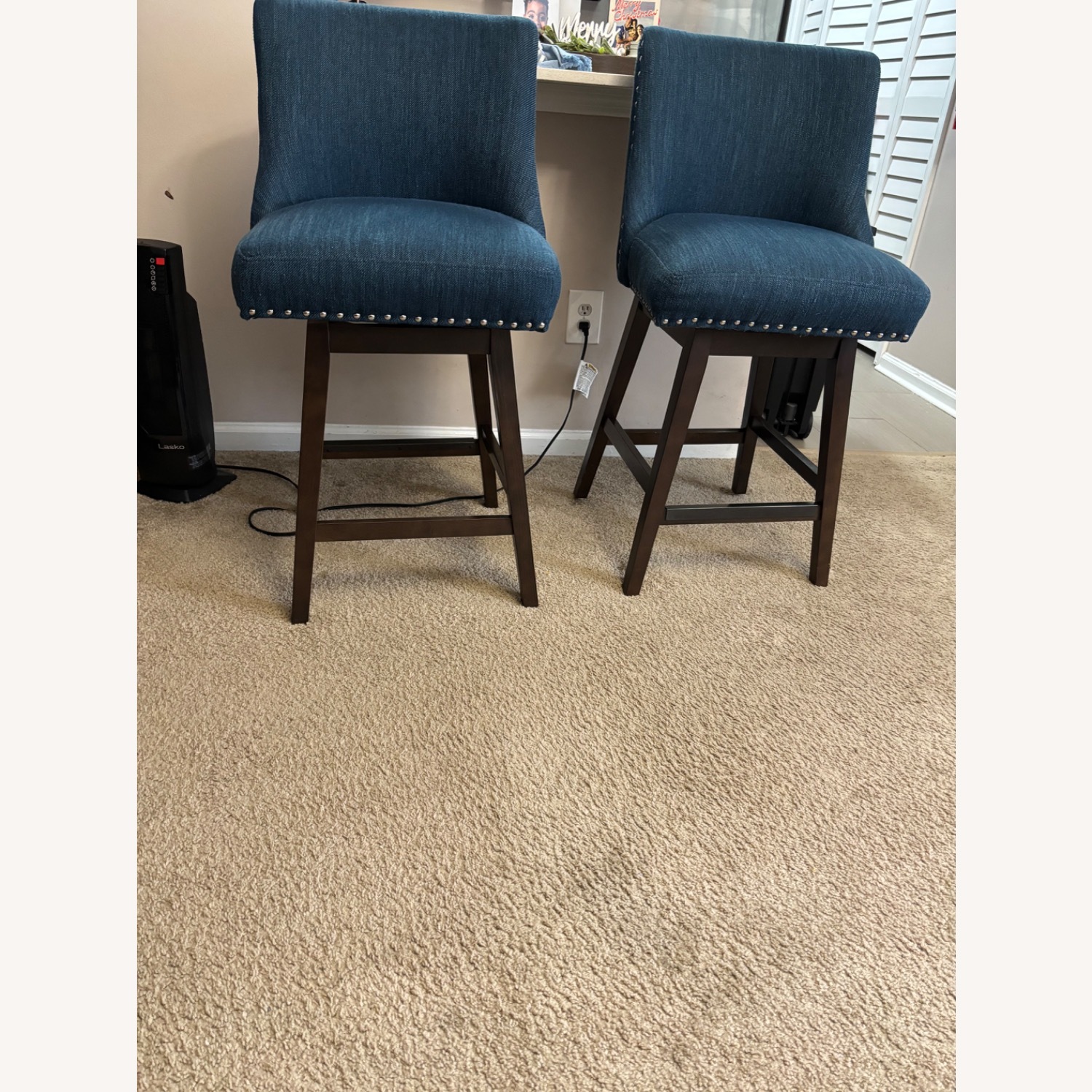Home Goods Blue Fabric Dining Chairs - image-1