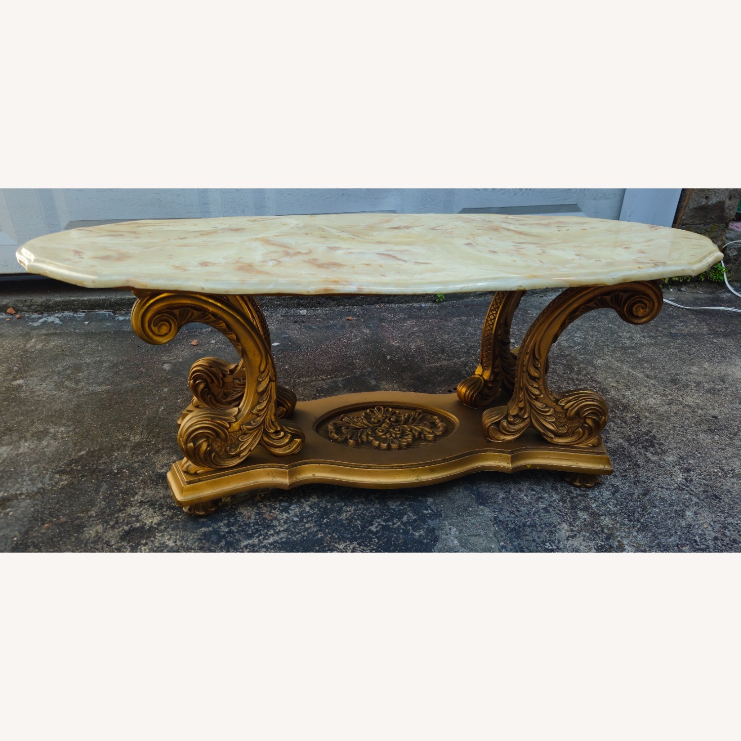 Italian Provincial Marble and Gold Coffee Table - image-10