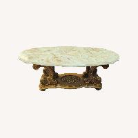 Italian Provincial Marble and Gold Coffee Table
