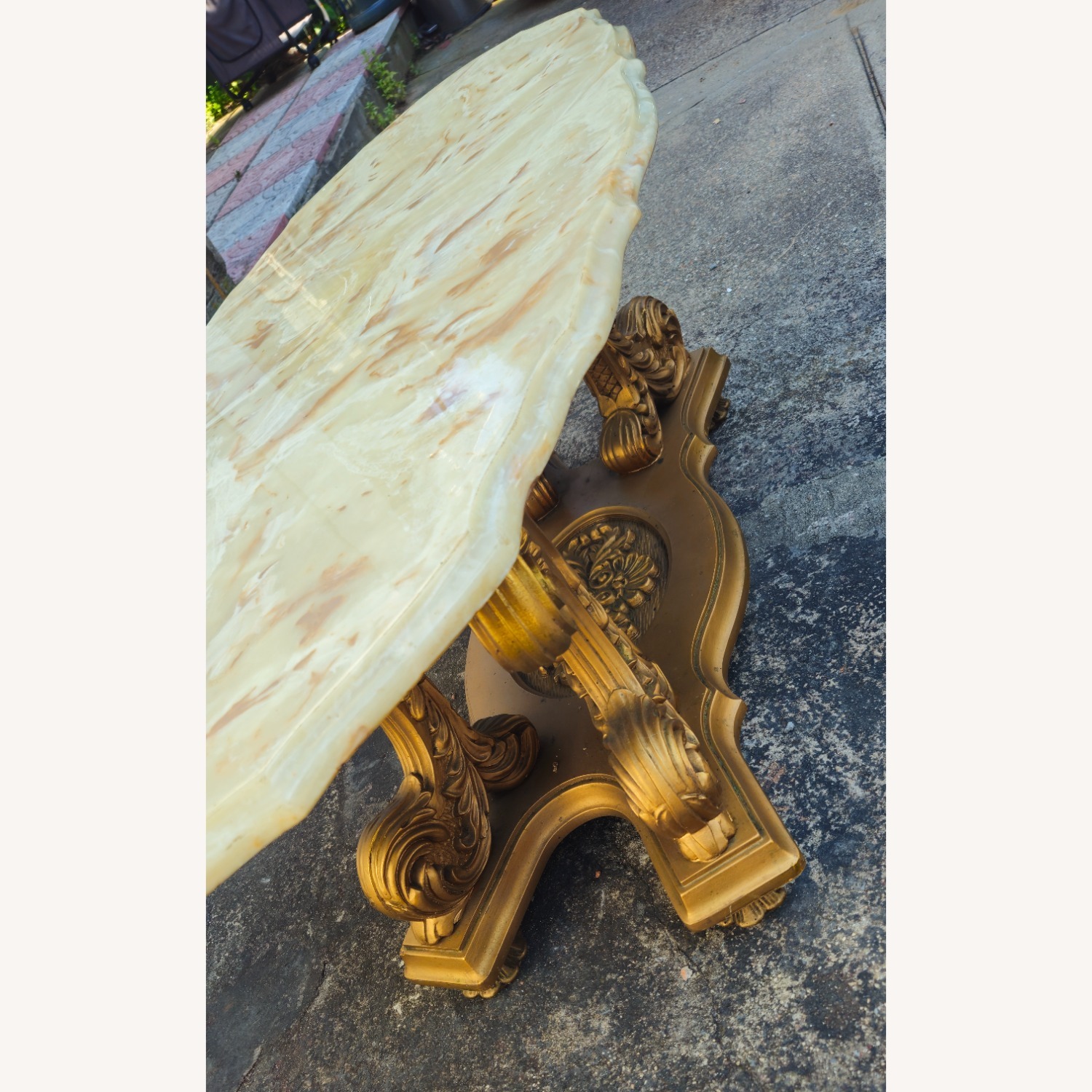Italian Provincial Marble and Gold Coffee Table - image-6