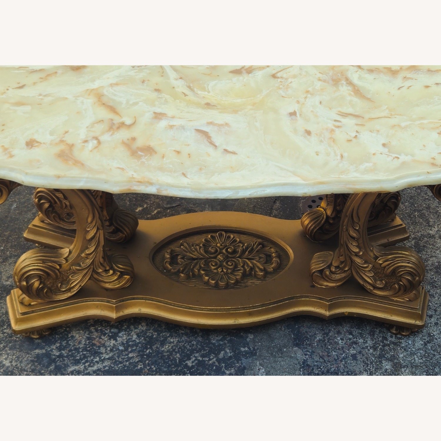 Italian Provincial Marble and Gold Coffee Table - image-3