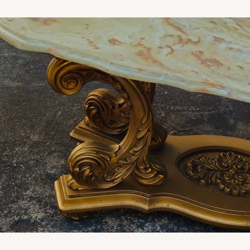 Used Italian Provincial Marble and Gold Coffee Table for sale on AptDeco