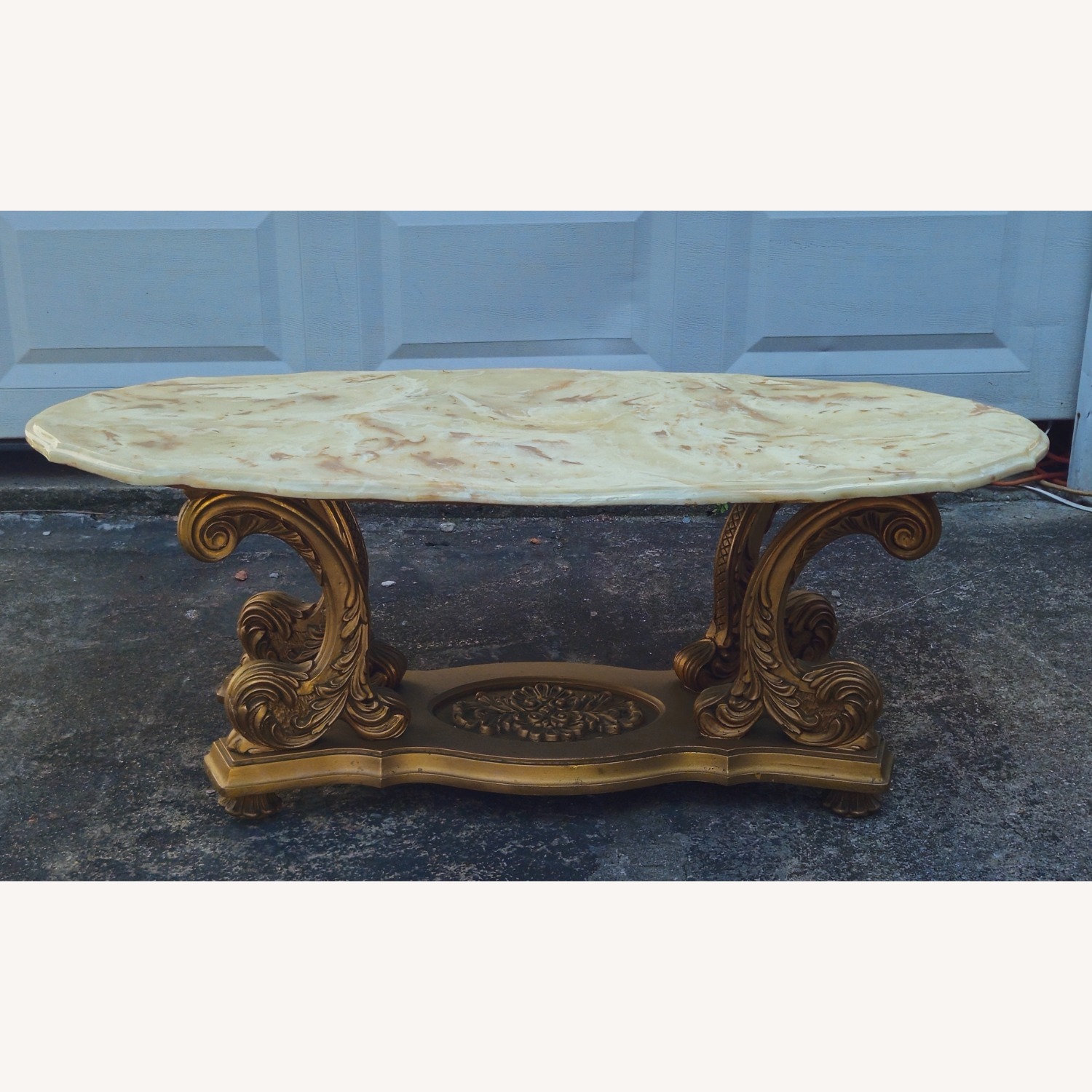 Italian Provincial Marble and Gold Coffee Table - image-9