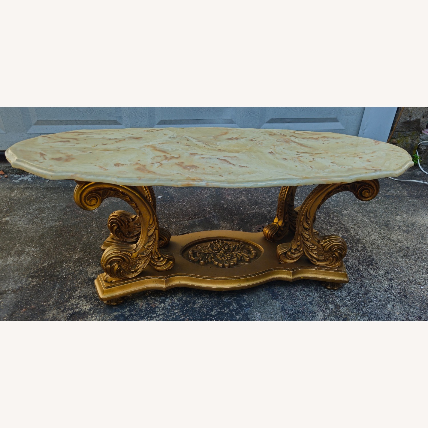Italian Provincial Marble and Gold Coffee Table - image-2