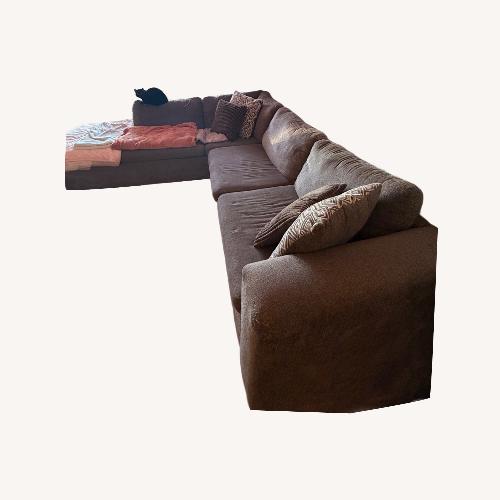 Used Mercury Row Wensley Light Brown Fabric 2 Piece Sectional for sale on AptDeco