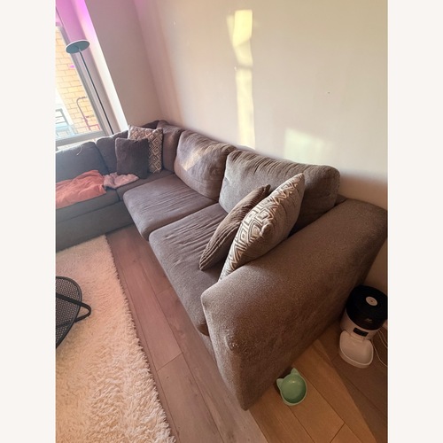 Used Mercury Row Wensley Light Brown Fabric 2 Piece Sectional for sale on AptDeco