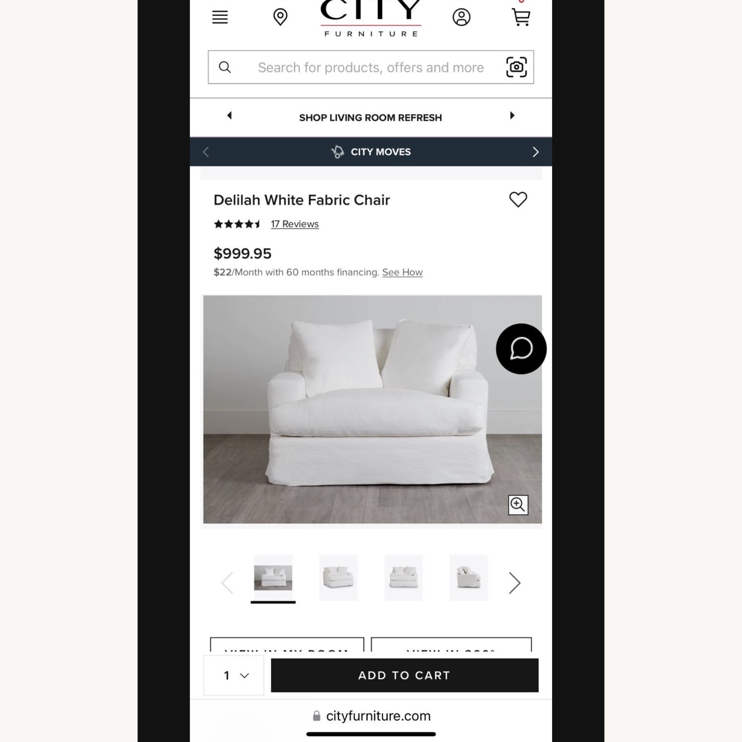 City Furniture Delilah White Fabric Chair and a Half - image-5