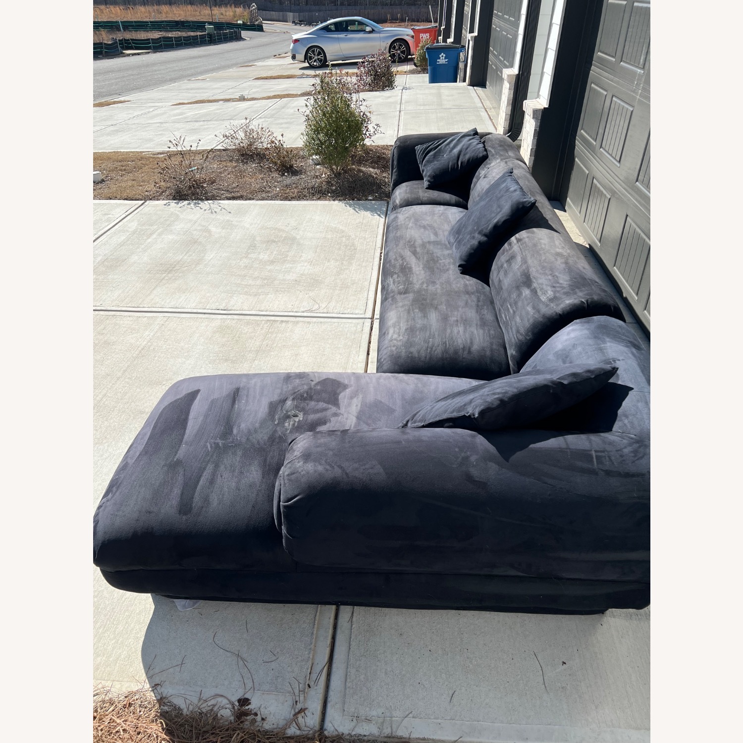 Black Suede 3+ Piece Sectional - image-4