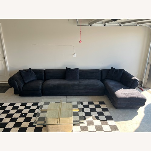 Used Black Suede 3+ Piece Sectional for sale on AptDeco