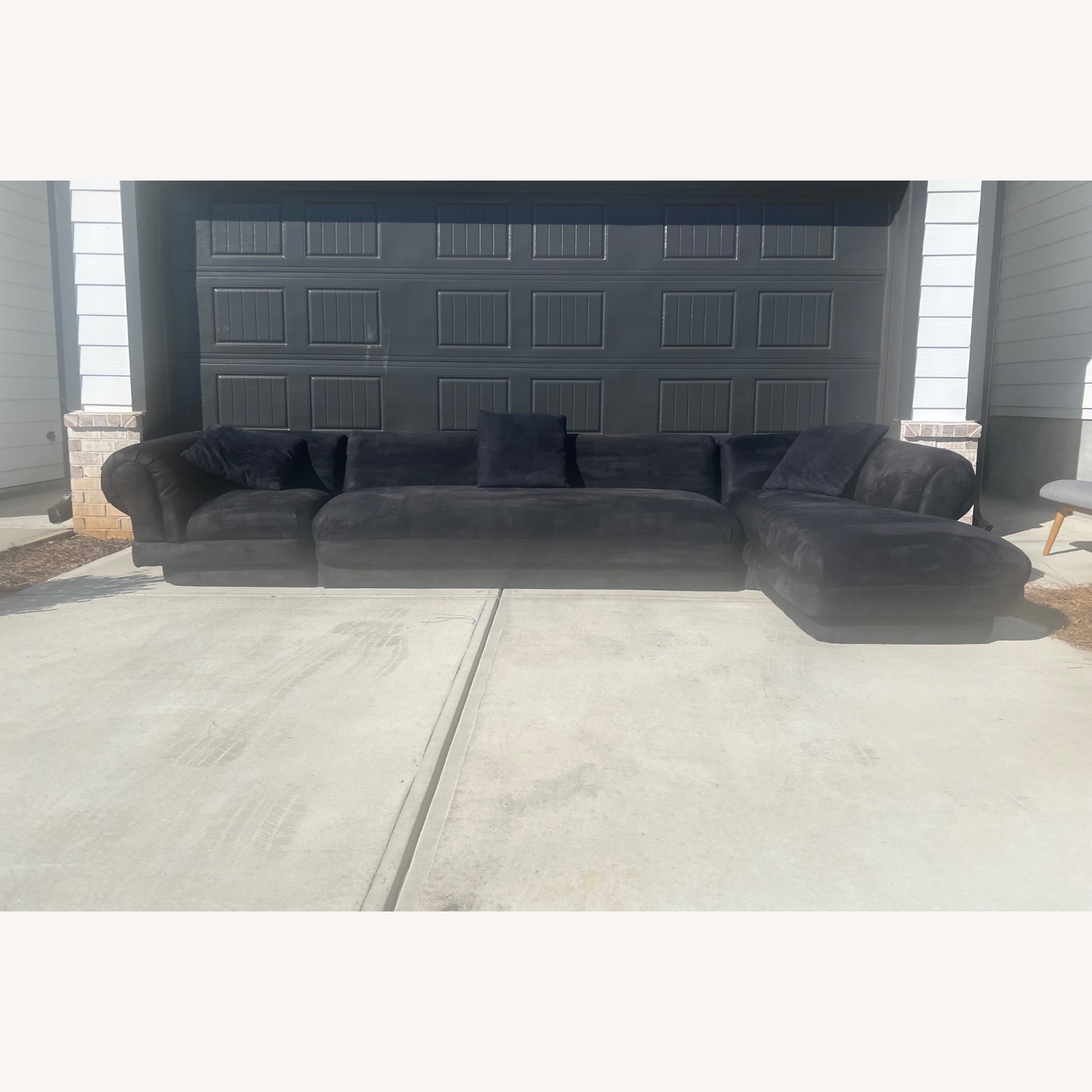 Black Suede 3+ Piece Sectional - image-3