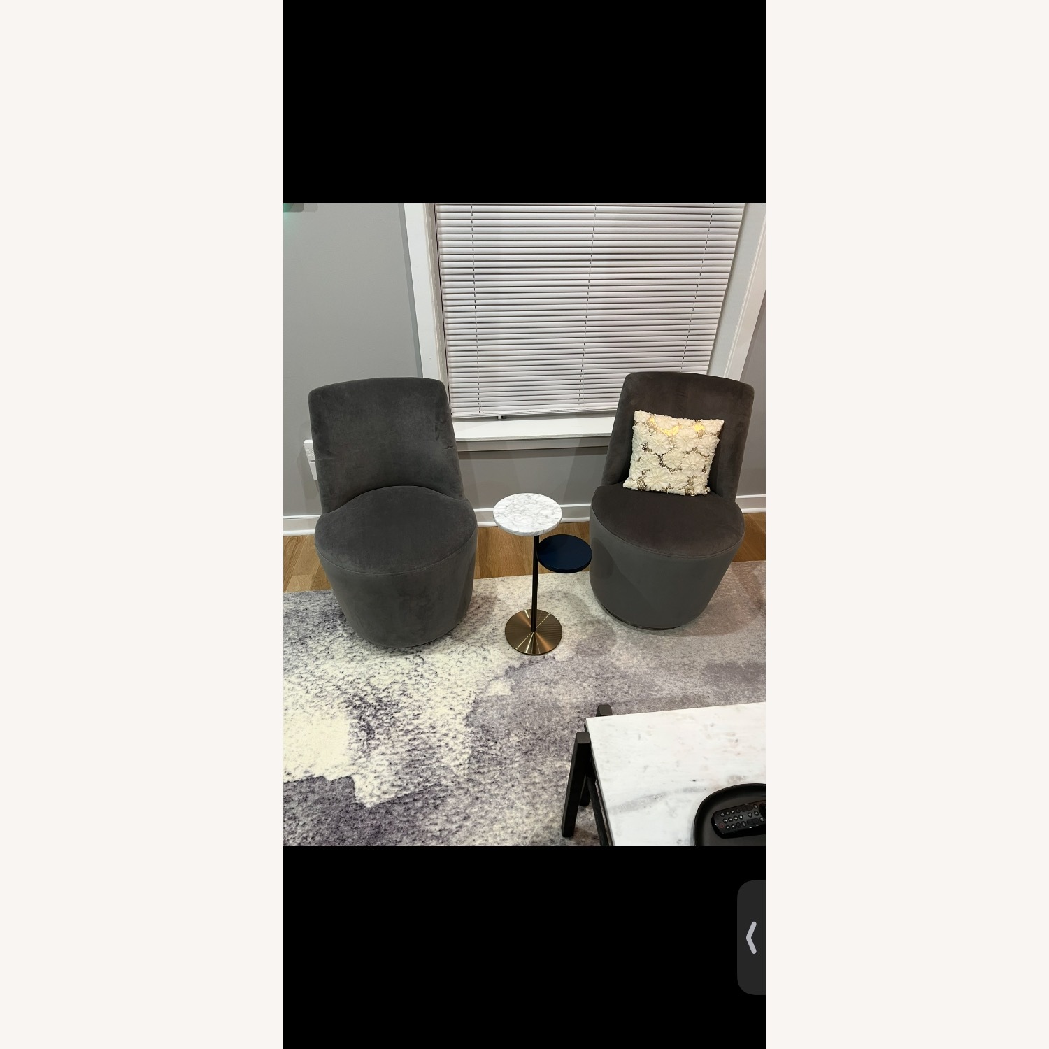 Crate & Barrel Ofelia Light Gray Velvet Dining Chairs - image-1