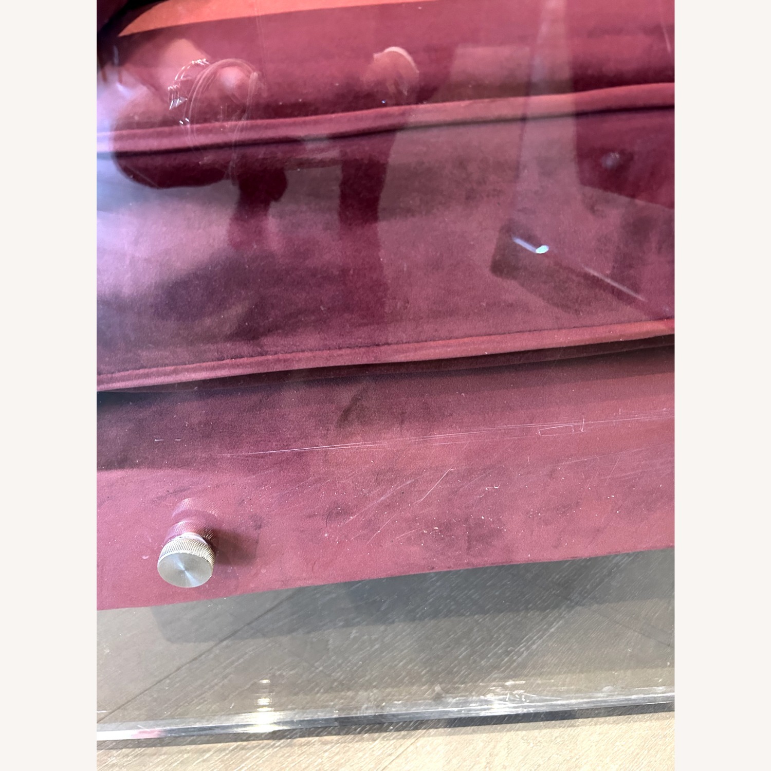 Red Velvet Accent Chairs with Lucite Arms (Pair) - image-2