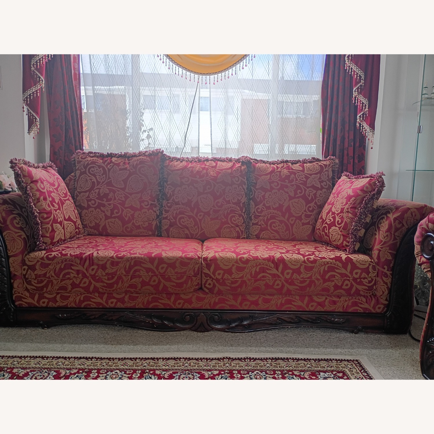 Vintage/Antique Finds Red Fabric 3+ Seater Sofa - image-2