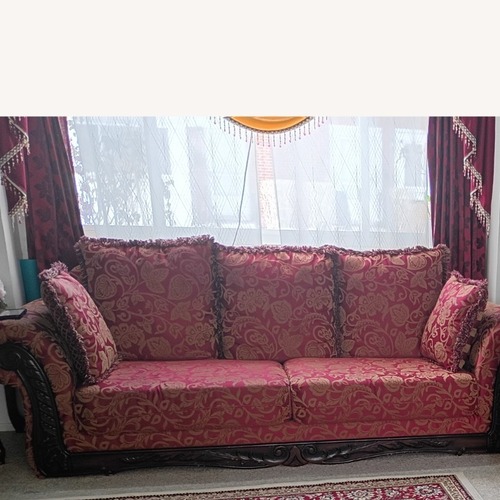 Used Vintage/Antique Finds Red Fabric 3+ Seater Sofa for sale on AptDeco