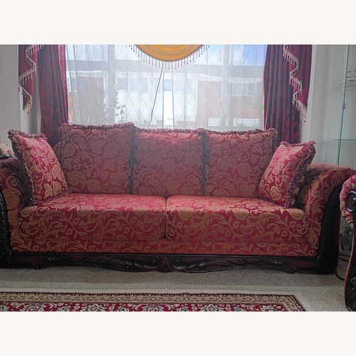 Used Vintage/Antique Finds Red Fabric 3+ Seater Sofa for sale on AptDeco