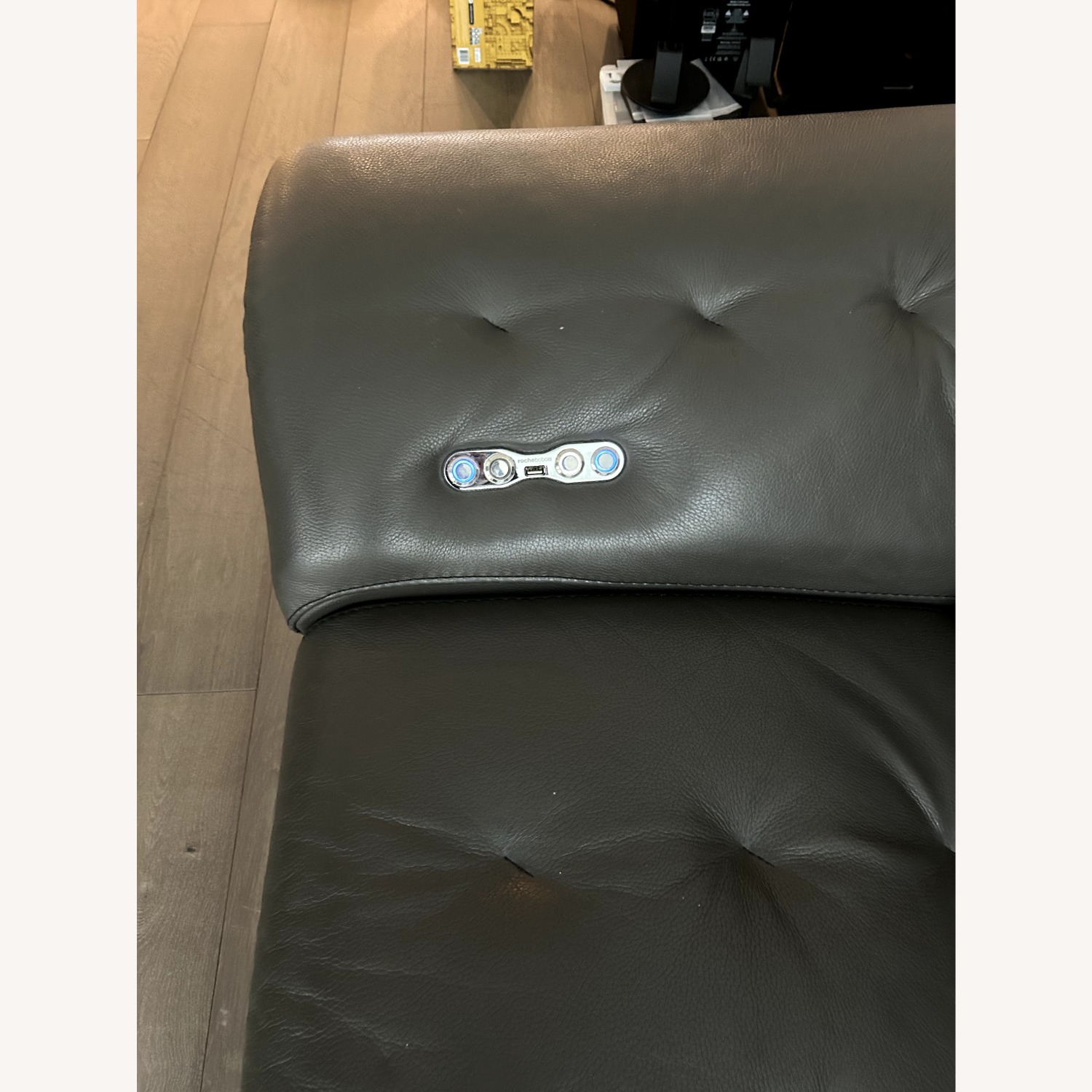 Roche Bobois Gray Leather Reclining Cinetique Sofa - image-6