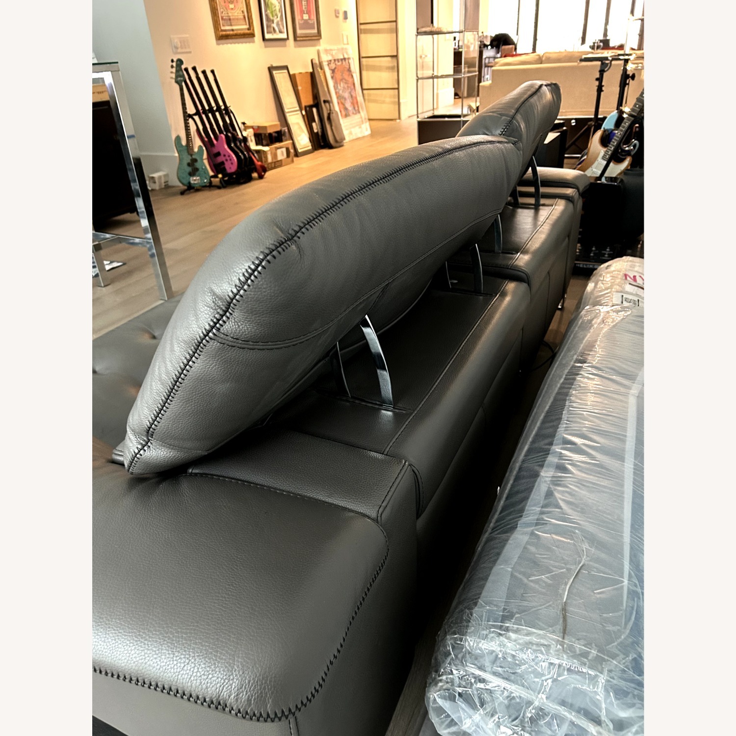 Roche Bobois Gray Leather Reclining Cinetique Sofa - image-2