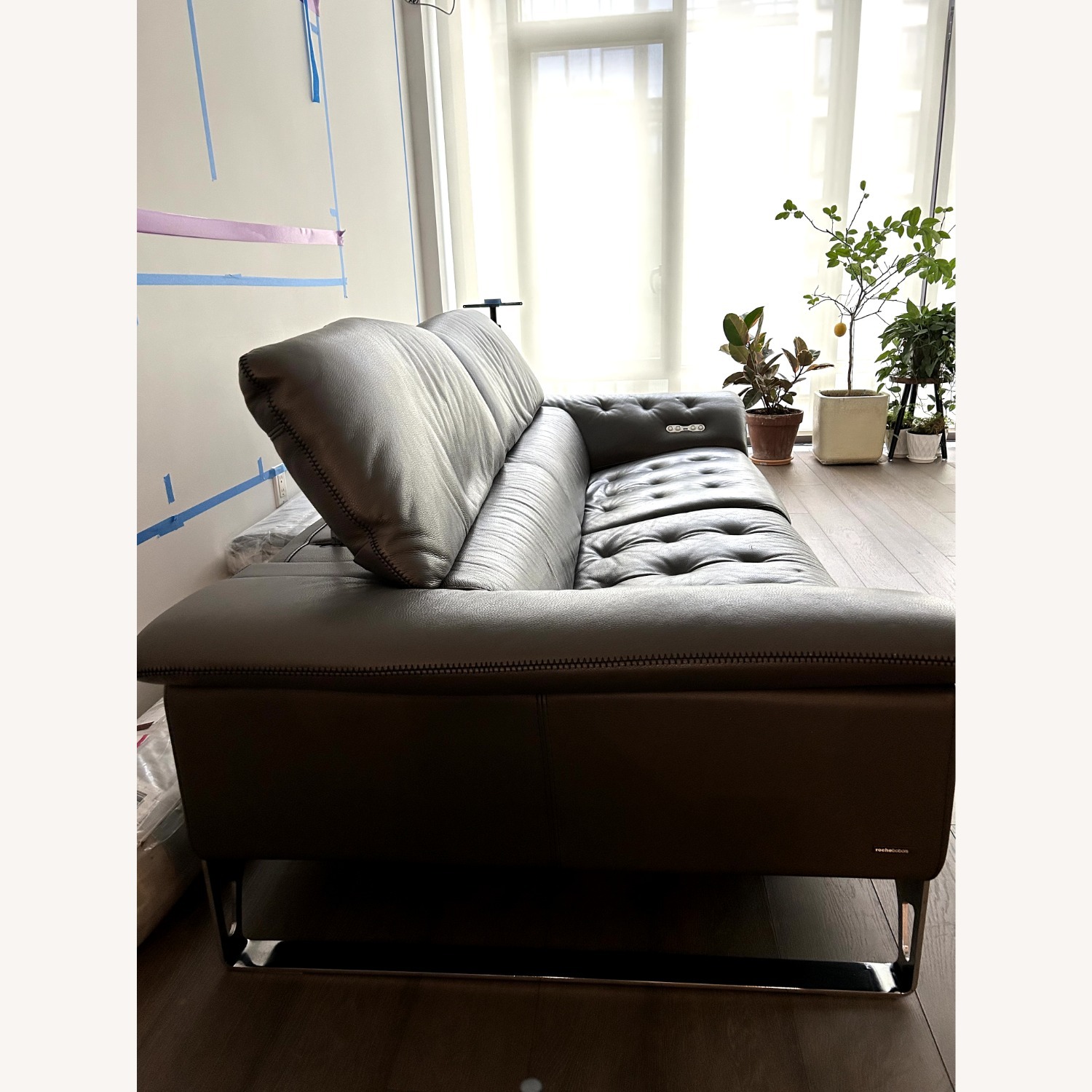 Roche Bobois Gray Leather Reclining Cinetique Sofa - image-4