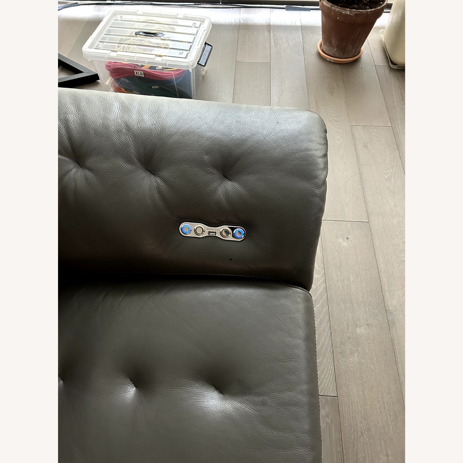 Roche Bobois Gray Leather Reclining Cinetique Sofa - image-7