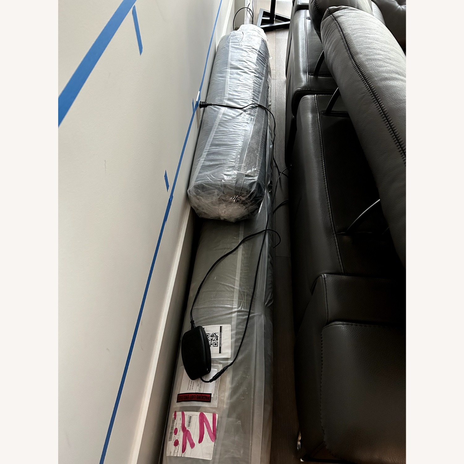 Roche Bobois Gray Leather Reclining Cinetique Sofa - image-5