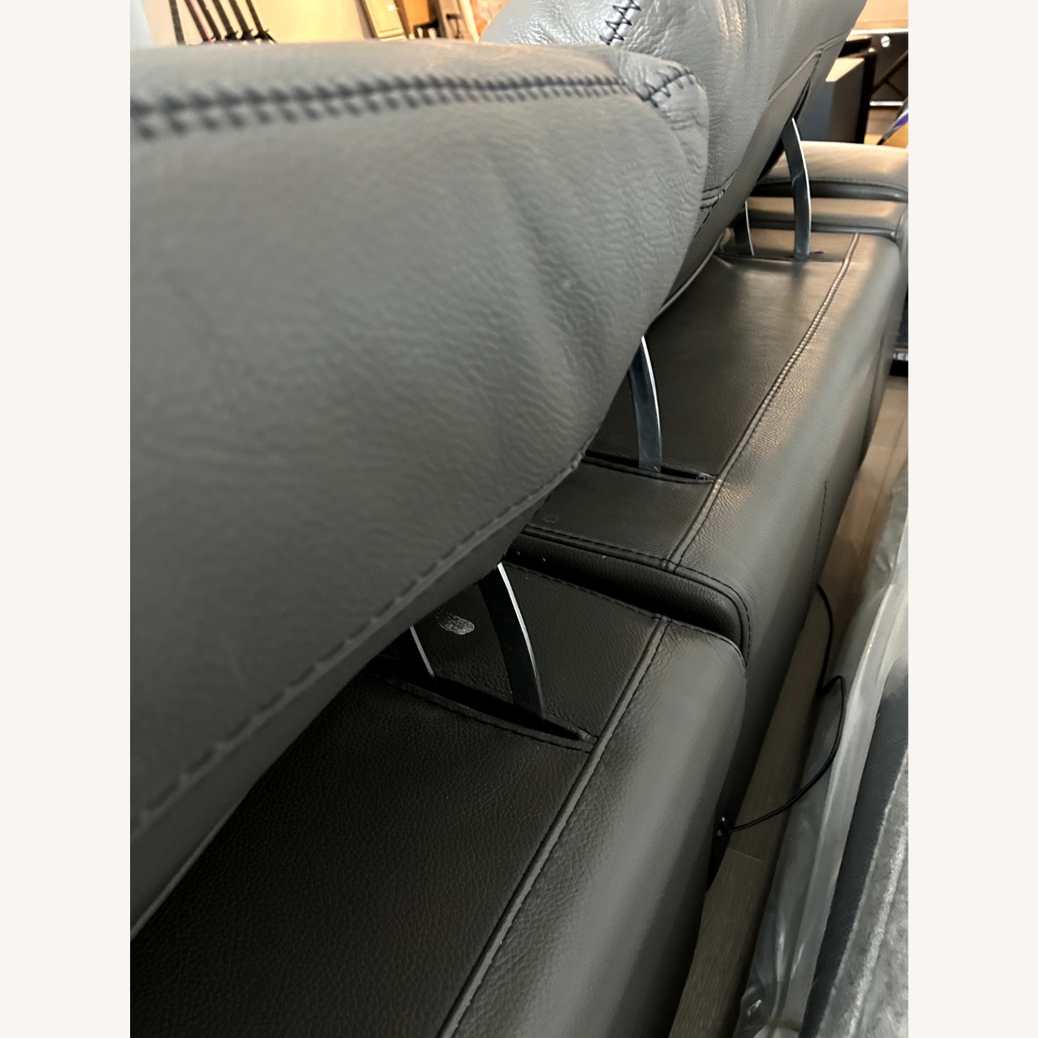 Roche Bobois Gray Leather Reclining Cinetique Sofa - image-9