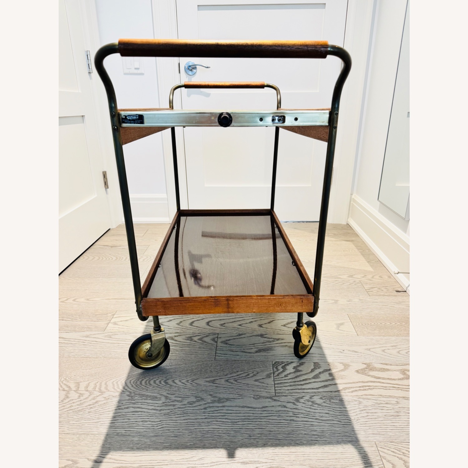 Vintage/Antique Dark Brown Wood Bar Cart - image-1