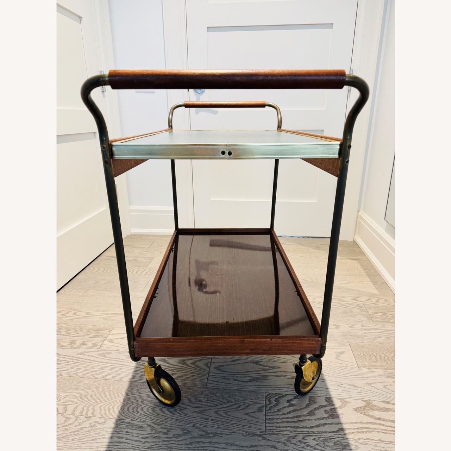Vintage/Antique Dark Brown Wood Bar Cart - image-3