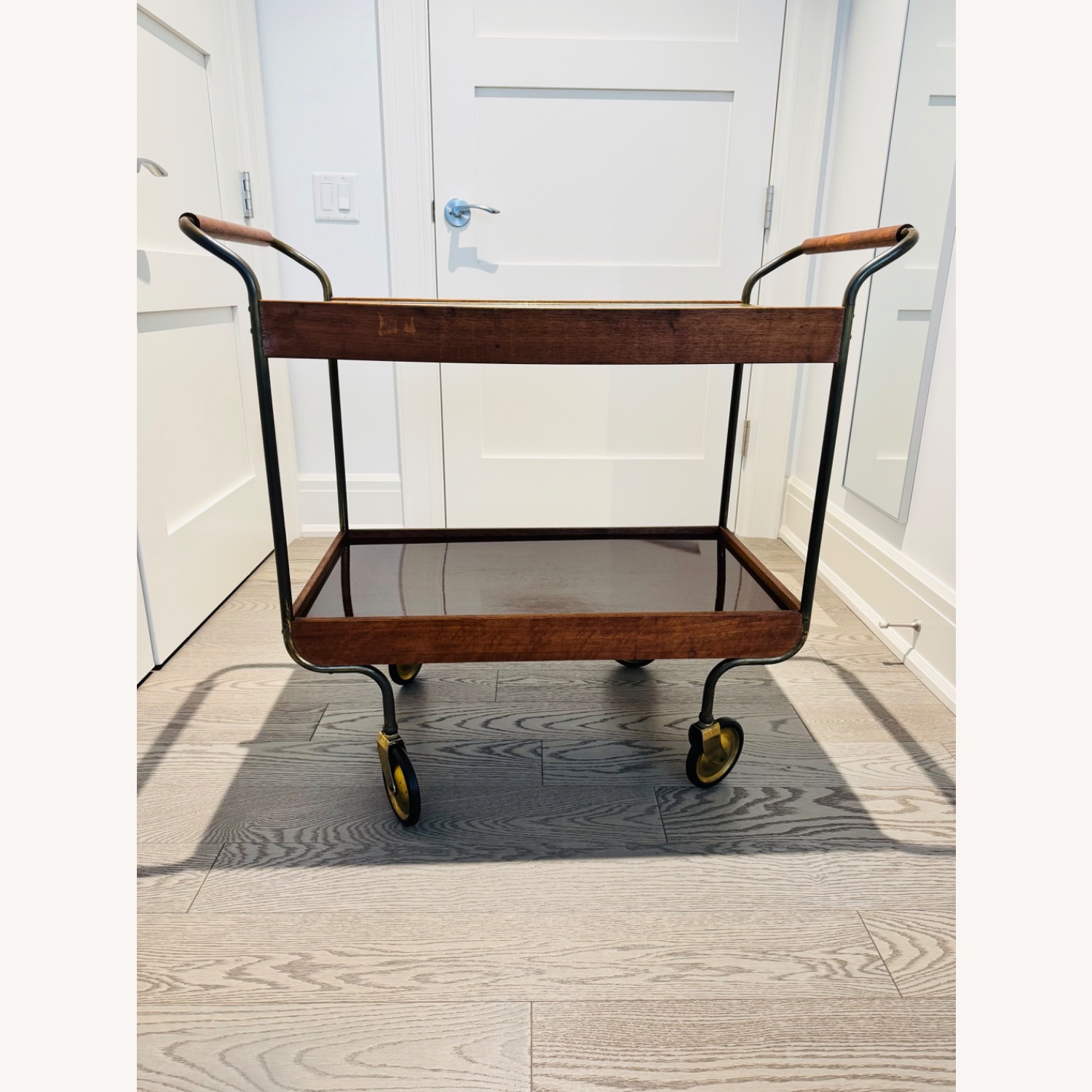 Vintage/Antique Dark Brown Wood Bar Cart - image-2